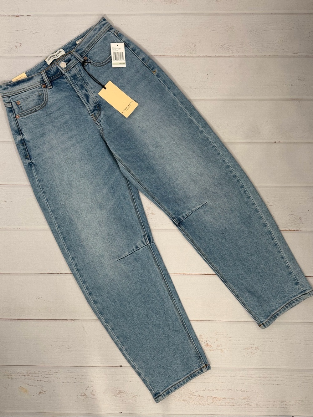NWT Scotch & Soda The Current L'Actuel Barrel Leg Jeans Light Wash Denim Size 27